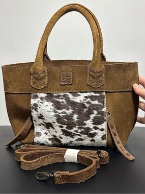STS Ranchwear Brown Suede Tote with Cowhide Accent